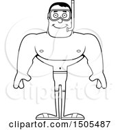 Clipart Of A Black And White Happy Buff Male In Snorkel Gear Royalty Free Vector Illustration