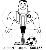 Poster, Art Print Of Black And White Happy Buff Male Soccer Player Athlete