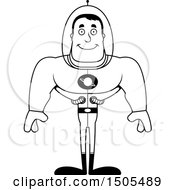 Clipart Of A Black And White Happy Buff Male Space Guy Royalty Free Vector Illustration