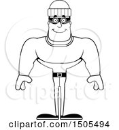 Clipart Of A Black And White Happy Buff Male Robber Royalty Free Vector Illustration