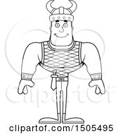 Clipart Of A Black And White Happy Buff Male Viking Royalty Free Vector Illustration