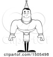 Clipart Of A Black And White Happy Buff Male Wizard Royalty Free Vector Illustration
