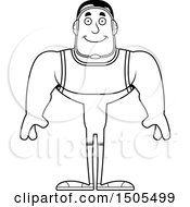 Clipart Of A Black And White Happy Buff Male Wrestler Royalty Free Vector Illustration
