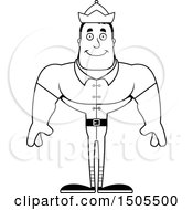 Clipart Of A Black And White Happy Buff Male Christmas Elf Royalty Free Vector Illustration
