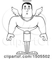 Clipart Of A Black And White Surprised Buff Male Angel Royalty Free Vector Illustration