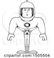 Clipart Of A Black And White Surprised Buff Male Astronaut Royalty Free Vector Illustration