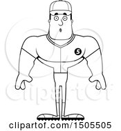 Clipart Of A Black And White Surprised Buff Male Baseball Player Royalty Free Vector Illustration