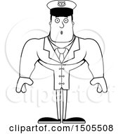 Clipart Of A Black And White Surprised Buff Male Sea Captain Royalty Free Vector Illustration