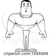 Clipart Of A Black And White Surprised Buff Casual Man Royalty Free Vector Illustration