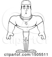 Clipart Of A Black And White Surprised Buff Male Coach Royalty Free Vector Illustration
