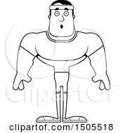 Clipart Of A Black And White Surprised Buff Male Fitness Guy Royalty Free Vector Illustration
