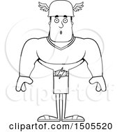 Clipart Of A Black And White Surprised Buff Male Hermes Royalty Free Vector Illustration