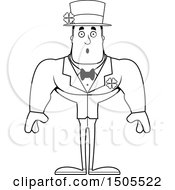 Clipart Of A Black And White Surprised Buff Irish Man Royalty Free Vector Illustration