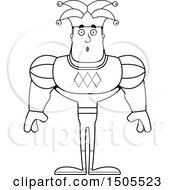 Clipart Of A Black And White Surprised Buff Male Jester Royalty Free Vector Illustration