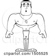 Clipart Of A Black And White Surprised Buff Male Lifeguard Royalty Free Vector Illustration