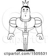 Clipart Of A Black And White Surprised Buff Male Prince Royalty Free Vector Illustration