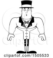 Clipart Of A Black And White Surprised Buff Male Circus Ringmaster Royalty Free Vector Illustration