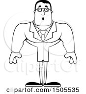 Clipart Of A Black And White Shocked Buff Male Scientist Royalty Free Vector Illustration