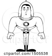 Clipart Of A Black And White Surprised Buff Male Space Guy Royalty Free Vector Illustration