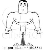 Clipart Of A Black And White Surprised Buff Male Swimmer Royalty Free Vector Illustration