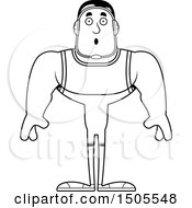 Clipart Of A Black And White Surprised Buff Male Wrestler Royalty Free Vector Illustration