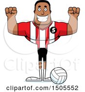 Clipart Of A Cheering Buff African American Male Volleyball Player Royalty Free Vector Illustration