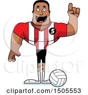 Clipart Of A Buff African American Male Volleyball Player With An Idea Royalty Free Vector Illustration