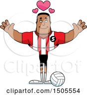 Clipart Of A Buff African American Male Volleyball Player With Open Arms Royalty Free Vector Illustration