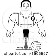 Clipart Of A Black And White Bored Buff African American Male Volleyball Player Royalty Free Vector Illustration