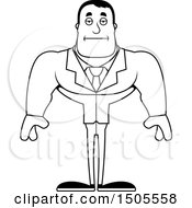 Clipart Of A Black And White Bored Buff Male Royalty Free Vector Illustration
