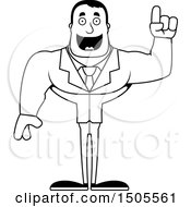 Clipart Of A Black And White Buff Male With An Idea Royalty Free Vector Illustration