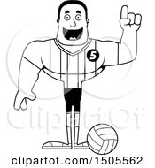 Poster, Art Print Of Black And White Buff African American Male Volleyball Player With An Idea