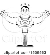 Clipart Of A Black And White Buff Male With Open Arms Royalty Free Vector Illustration