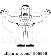 Clipart Of A Black And White Scared Buff Male Royalty Free Vector Illustration