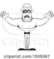 Clipart Of A Black And White Scared Buff Male Robber Royalty Free Vector Illustration
