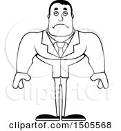 Clipart Of A Black And White Sad Buff Male Royalty Free Vector Illustration