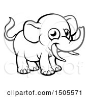 Poster, Art Print Of Black And White Happy Elephant With Tusks