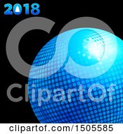 Poster, Art Print Of 3d Blue Disco Ball With 2018 Text On Black