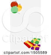 Clipart Of A Background With Baubles And Christmas Gifts Royalty Free Vector Illustration