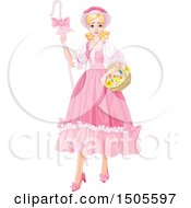 Poster, Art Print Of Blond Shepherdess Woman Bo Peep In A Pink Dress