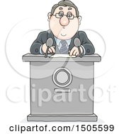 Poster, Art Print Of Cartoon White Business Man Or Politician Giving A Speech