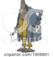 Clipart Of A Sick Black Man Wearing A Robe And Holding A Tissue Royalty Free Vector Illustration