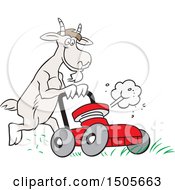 Poster, Art Print Of Goat Pushing A Lawn Mower