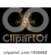 Poster, Art Print Of Gold Glitter Snowflake Over Merry Christmas And Happy New Year Text On Black