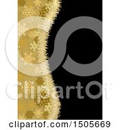Poster, Art Print Of Golden Tinsel And Snowflake Wave Border Over Black