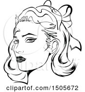 Clipart Of A Black And White Woman With Her Hair Tied Back With A Bow Royalty Free Vector Illustration