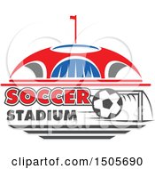 Clipart Of A Stadium Arena And Soccer Ball Design Royalty Free Vector Illustration
