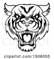 Poster, Art Print Of Black And White Tough Tiger Mascot Face