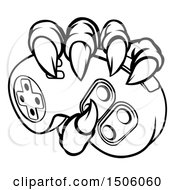 Poster, Art Print Of Black And White Monster Claws Gripping A Video Game Controller