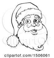 Clipart Of A Black And White Jolly Santa Claus Face Royalty Free Vector Illustration